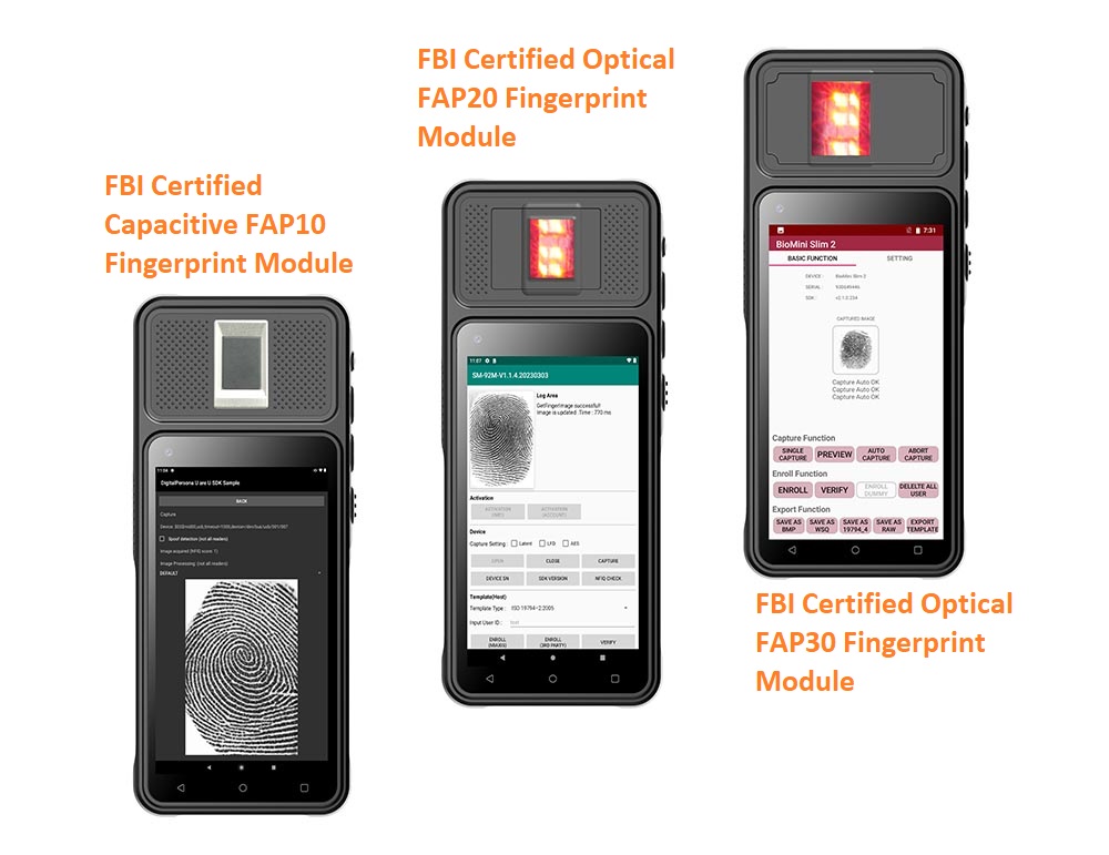 Terminal biométrico android portátil