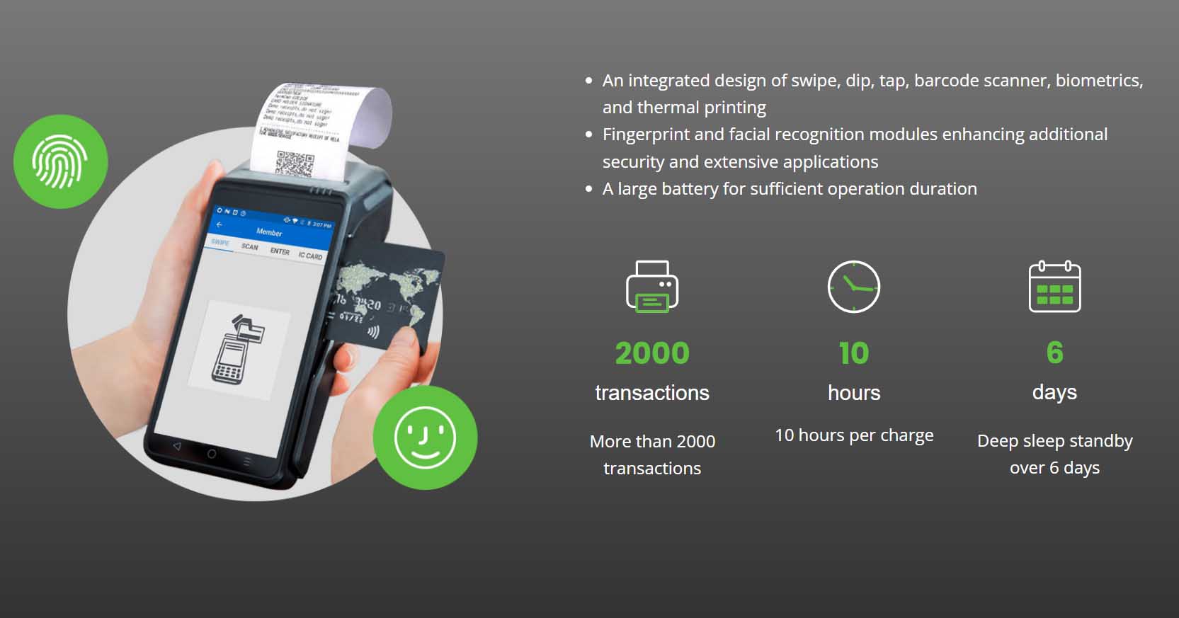 Portable android biometric pos 