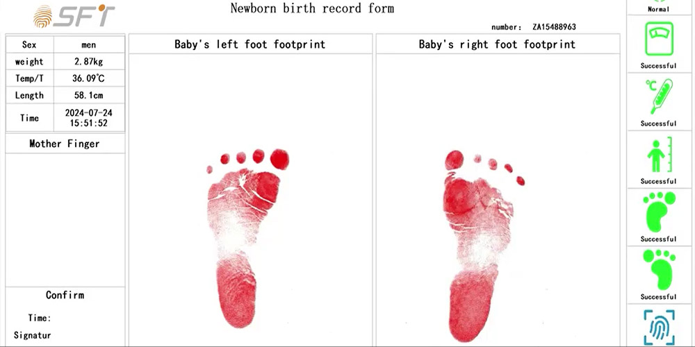 Baby footprint scanner