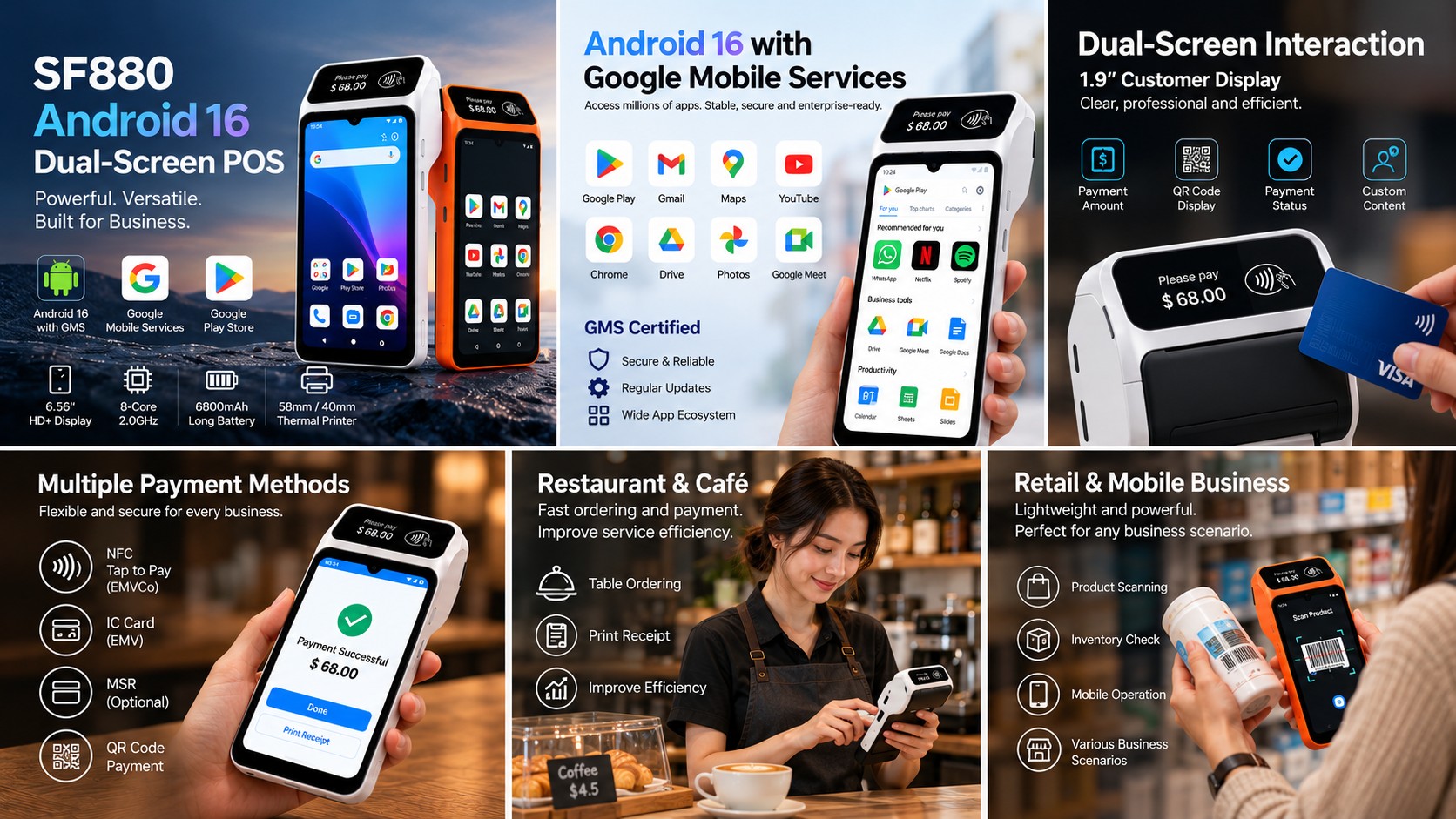 Android 16 Dual Screen POS Terminal Android 16 Dual Screen POS Terminal