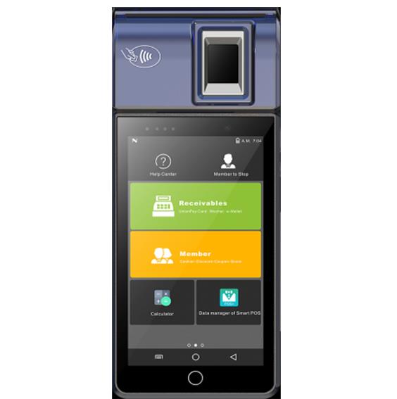 Android EMV POS modelo T1 para adicionar módulo de impressão digital certificado pelo FBI
